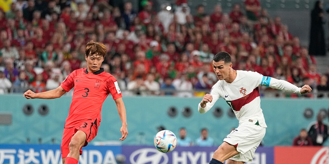Una acción del Corea del Sur vs Portugal, de la Copa del Mundo Qatar 2022.