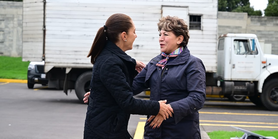 La Presidenta Claudia Sheinbaum Pardo y la gobernadora del Estado de México, Delfina Gómez Álvarez.