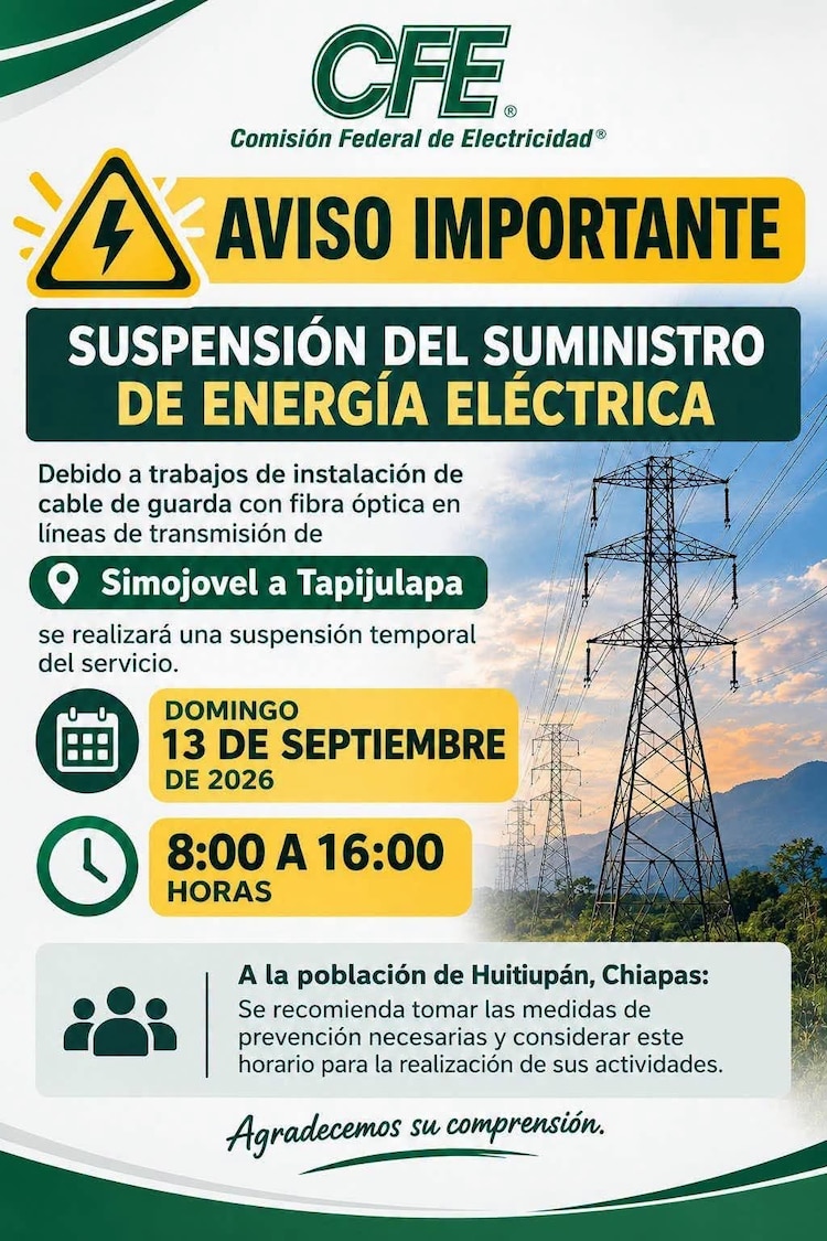 Apagón eléctrico CFE Chiapas