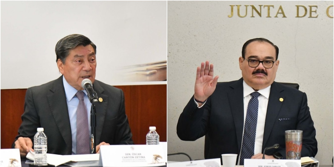 Los senadores Óscar Cantón Zetina, de Morena, y Jorge Carlos Ramírez Marín, del Partido Verde.