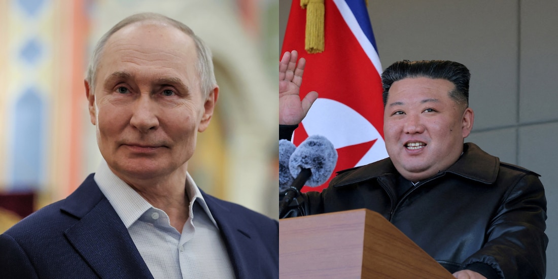 Kim Jong-Un (derecha) y Vladimir Putin (izquierda)