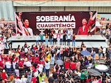 Janecarlo lozano durante la movilización en Tlatelolco.