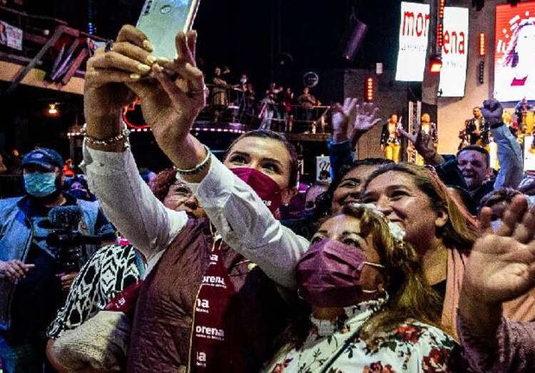 Marina del Pilar Ávila Olmeda, candidata de la coalición “Juntos Haremos Historia en Baja California”