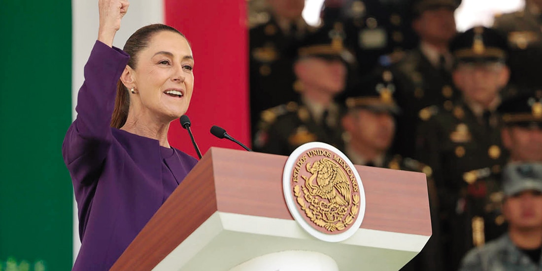 La Jefa del Ejecutivo, al presidir el 8M ante las FA, el domingo.