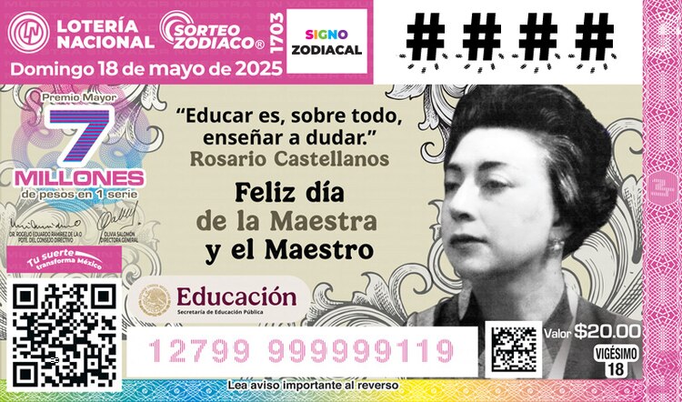 El Sorteo Zodiaco 1703 está dedicado al Día de la Maestra y del Maestro.