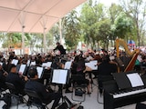 Orquesta Sinfónica de Coyoacán ejecuta piezas musicales al aire libre en Los Pedregales