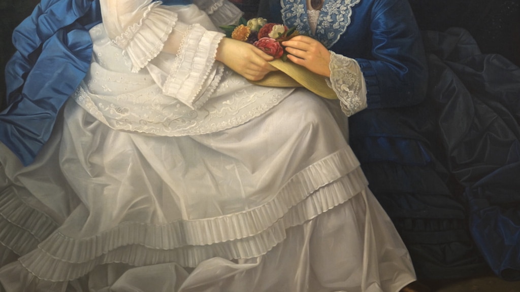 Juan Cordero, Retrato de las hijas del licenciado Manuel Cordero, óleo sobre tela, detalle, 1875.