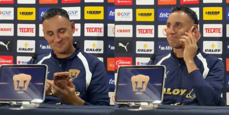 Keylor Navas durante la conferencia de prensa de Pumas.