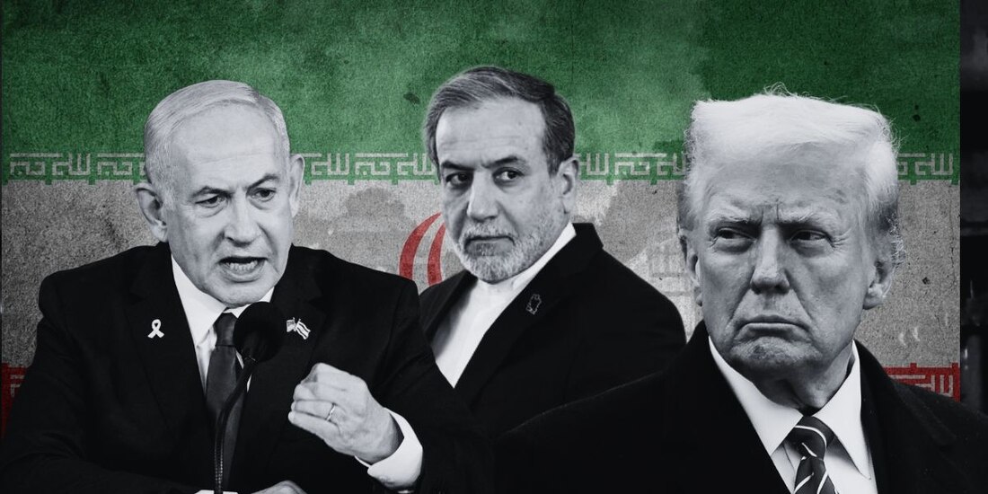 Abbas Araghchi, ministro de Exteriores de Israel (centro) asegura que Donald Trump (der.) puede dialogar con Benjamin Netanyahu (izq.).