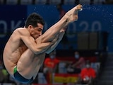 Rommel Pacheco durante un clavado en los Juegos Olímpicos de Tokio 2020.