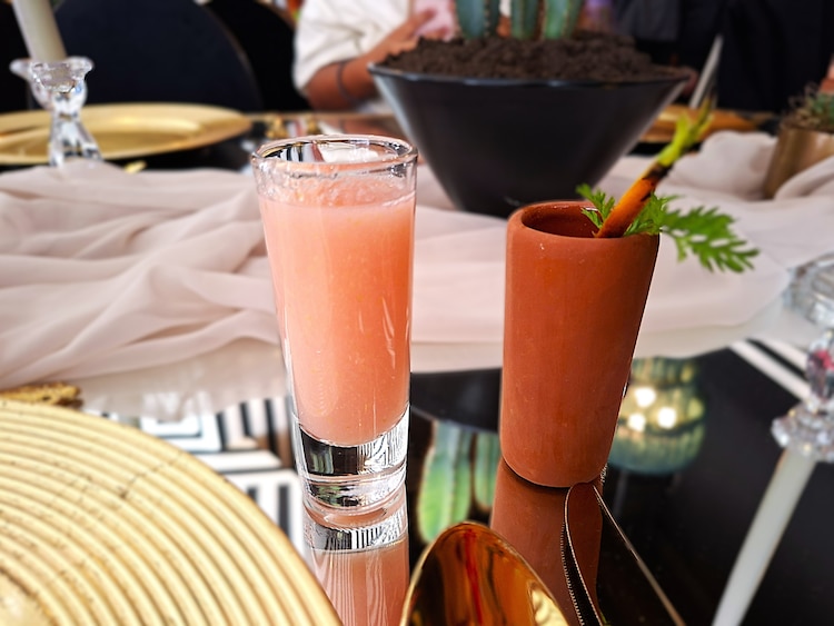 Pulque de Guayaba con jugo de carne y zanahoria