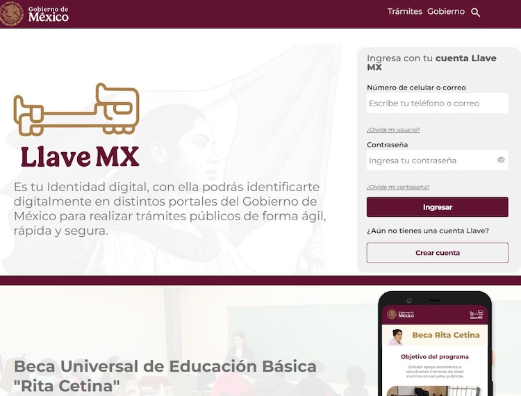 Así luce la interfaz de la plataforma Llave MX.