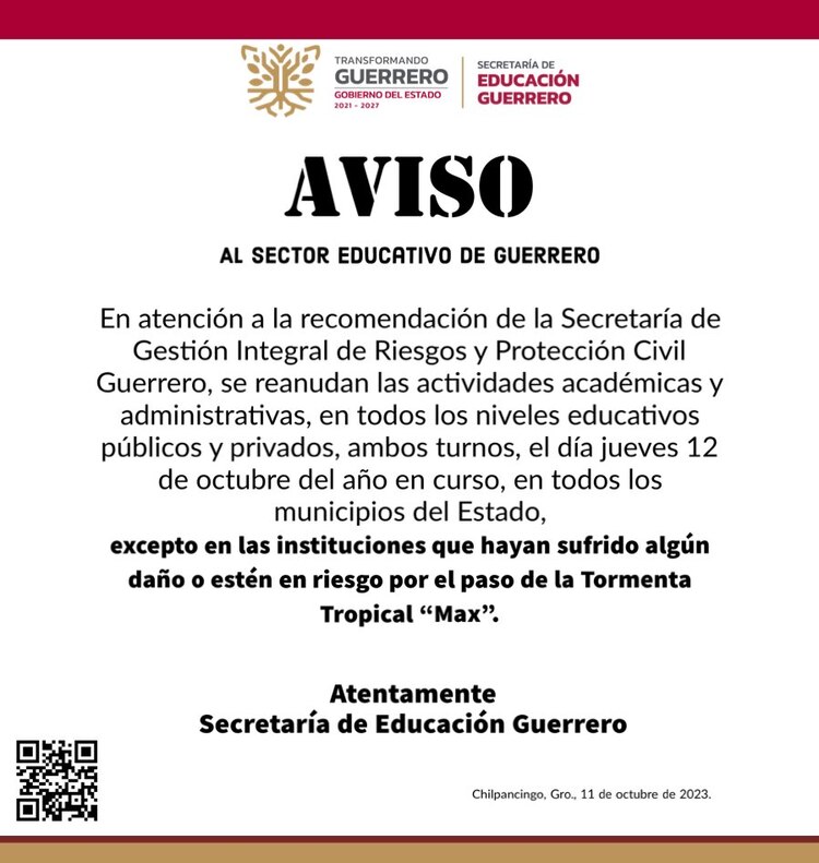 Se reanudan las clases en Guerrero.