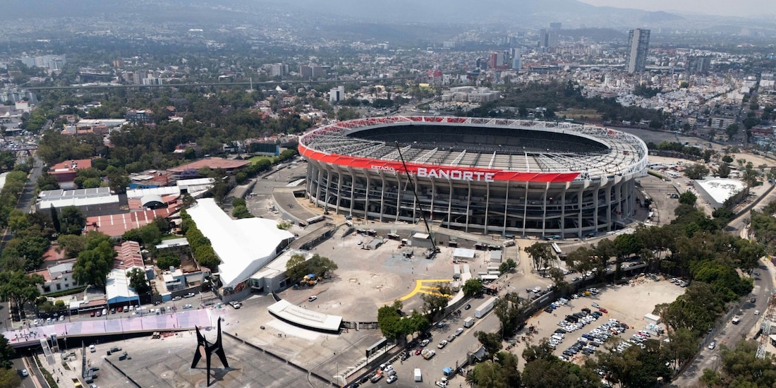 Vista aérea del Estadio Banorte, que será inaugurado el 28 de marzo.