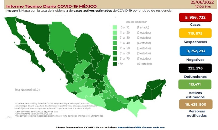 Informe Técnico Diario COVID-19 del sábado 25 de junio de 2022.