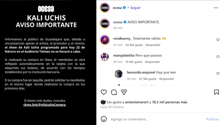 Ocesa anuncia la cancelación del concierto de Kali Uchis en Jalisco