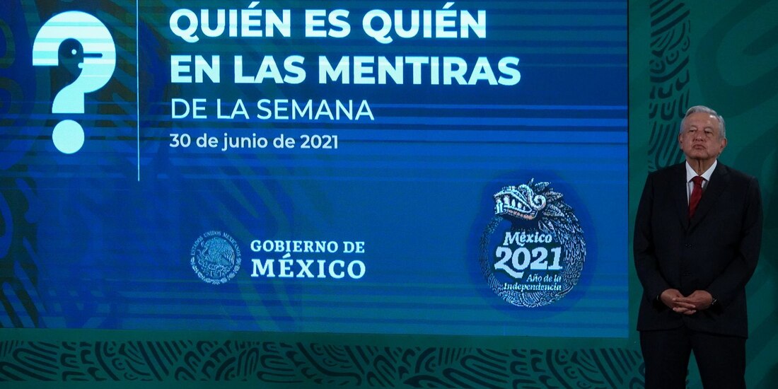 El Presidente Andrés Manuel López Obrador (AMLO) presentó la nueva sección "Quién es quién en las mentiras de la semana".