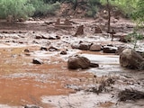Restos de pilares de un puente del arroyo Bright Angel en el Gran Cañón, ayer.