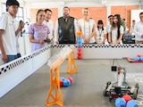 Presidenta y autoridades estatales durante inauguración de instalaciones del Bachillerato Nacional.