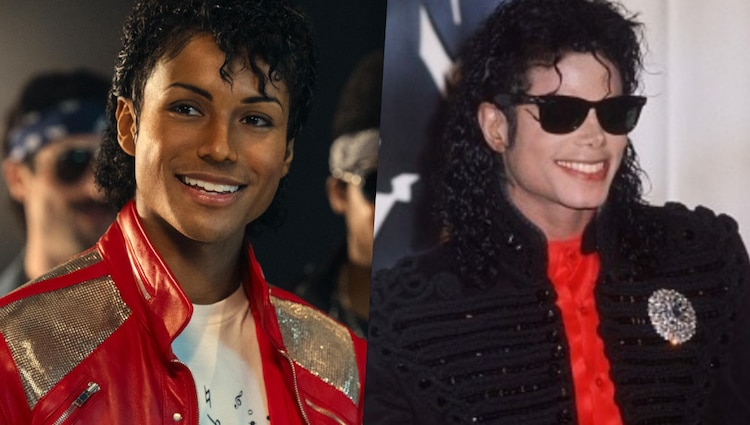 Jaafar Jackson caracterizado del Rey del Pop y Michael Jackson
