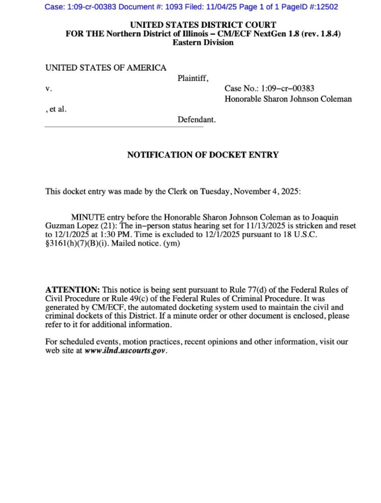 Pospone, otra vez, audiencia de Joaquín Guzmán López.