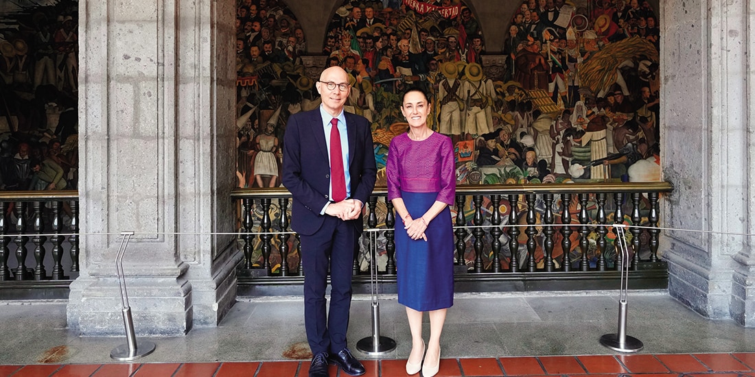 LA PRESIDENTA, ayer, en Palacio Nacional
con Volker Türk