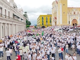 MANIFESTACIÓN de taxistas en julio de 2025, por el asesinato de su compañera.