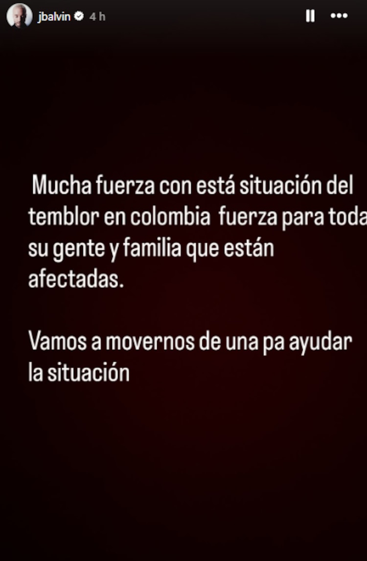 Los mensajes de apoyo de Shakira, Muluma y J Balvin frente al terremoto en Colombia