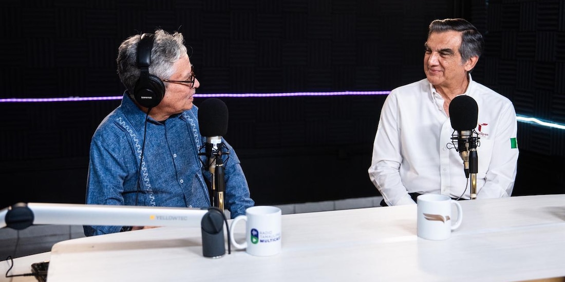 El gobernador Américo Villarreal, durante el programa "Diálogos con Américo".