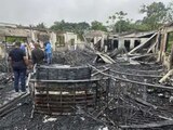 La parte incendiada de la escuela en Mahdia, Guyana, el 22 de mayo de 2023. Foto proveída por el Departamento de Información Pública de Guyana