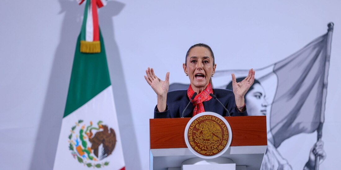 Claudia Sheinbaum, Presidenta de México, durante conferencia matutina.