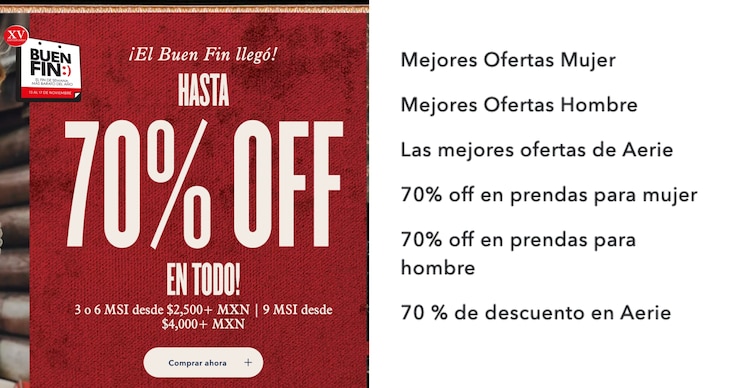 Ofertas de Buen Fin American Eagle