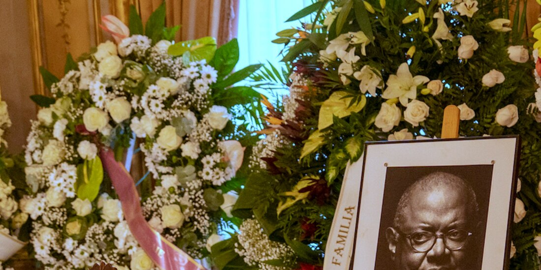 Funeral de Pablo Milanés, en la Casa de América, en Madrid, ayer.