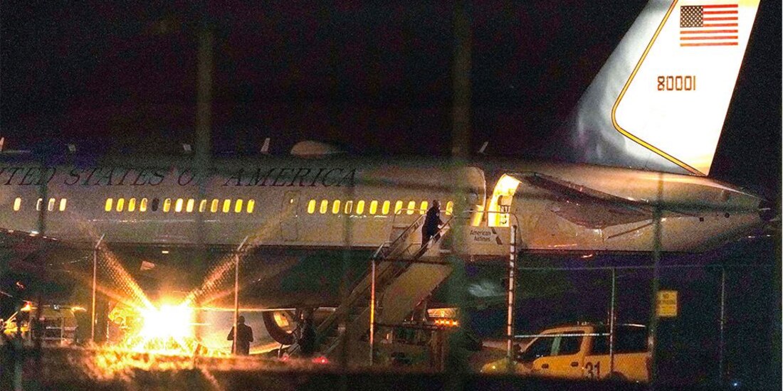 La aeronave, tras el aterrizaje forzoso.