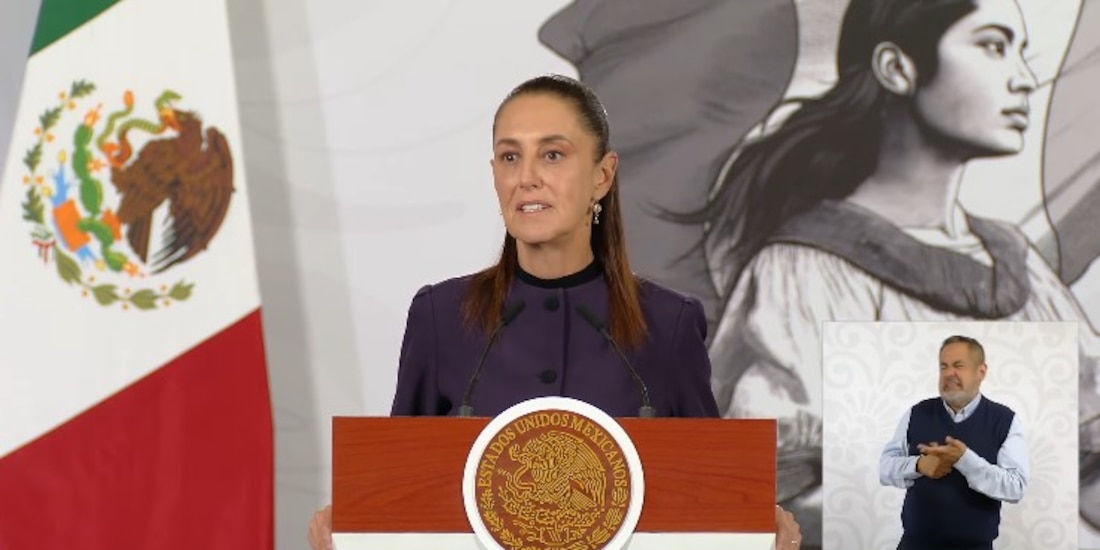 Claudia Sheinbaum, presidenta de México, en la Conferencia del Pueblo.