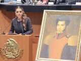 Evelyn Salgado rinde homenaje a Vicente Guerrero en Senado de la República.