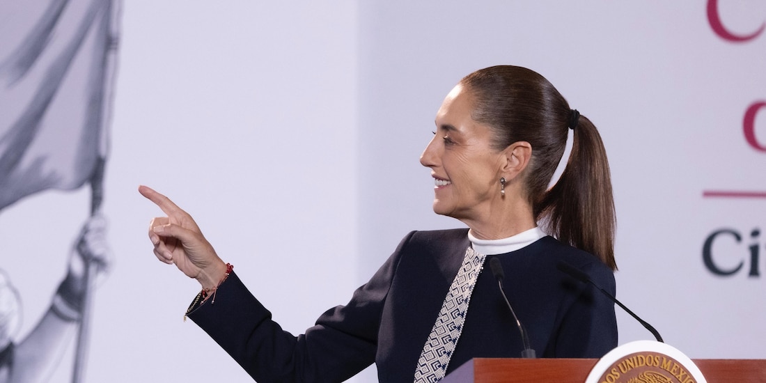 Claudia Sheinbaum en Palacio Nacional este jueves.