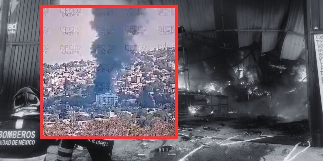 Incendio en Tlalpan deja larga columna de humo.