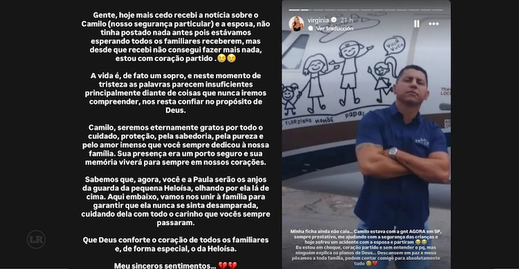 Publicaciones de Virginia Fonseca sobre la muerte de su guardaespaldas