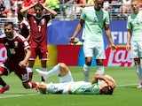 Boualem Khoukhi festejando su gol ante Suiza.