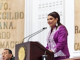 Clara Brugada, Jefa de Gobierno, este miércoles en el Congreso local.