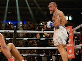 Jake Paul, tras derribar a Anderson Silva en su pelea de box.