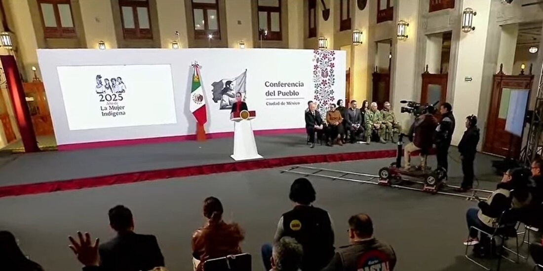 La Presidenta de México en conferencia de prensa en Palacio Nacional este jueves 9 de enero del 2025.