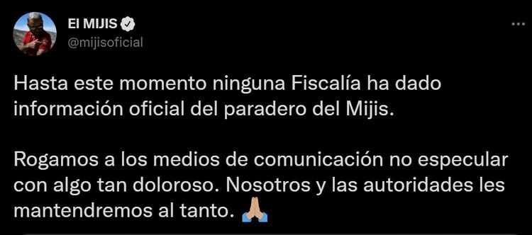 Desde las cuentas oficiales de "El Mijis" se desmintió su muerte.