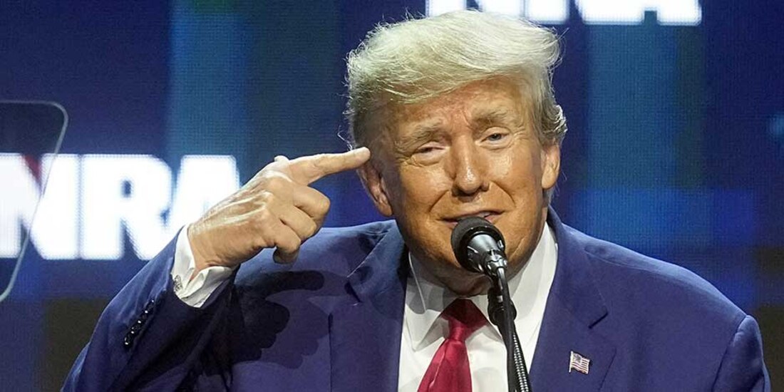 El expresidente Donald Trump habla durante la Convención de la Asociación Nacional del Rifle, el viernes 14 de abril de 2023, en Indianápolis.