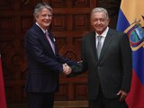 CIUDAD DE MÉXICO, 24NOVIEMBRE2022.- Andrés Manuel López Obrador, presidente de México, recibió a Guillermo Alberto Santiago Lasso Mendoza, presidente de la República de Ecuador, durante su visita de Estado Excmo en el Patio de Honor en Palacio Nacional.