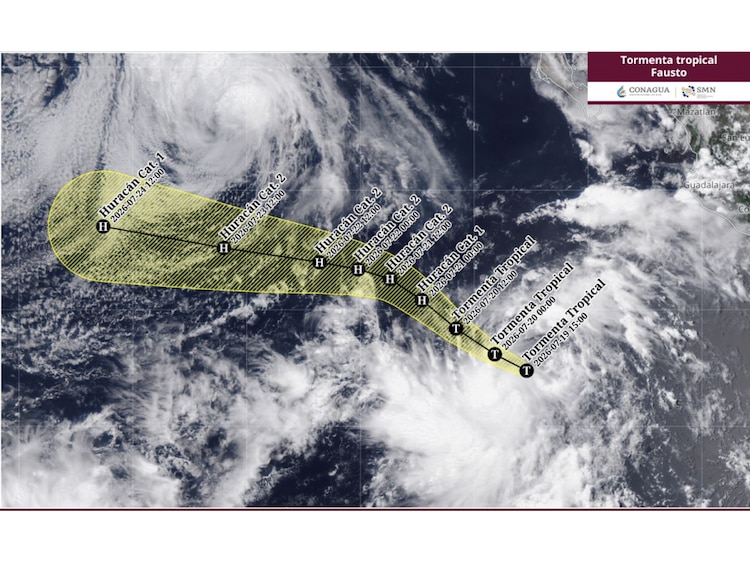 Avance previsto de la Tormenta Tropical 'Fausto'