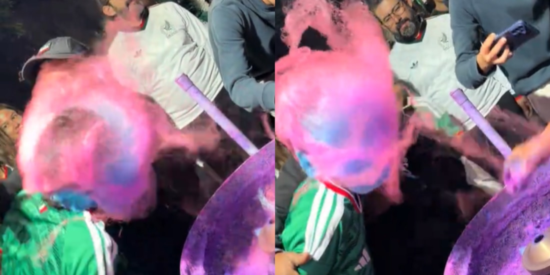 Aficionado se vuelve viral por llenar su cabeza de algodón de azúcar.