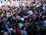 El Presidente Andrés Manuel López Obrador durante su participación en la Marcha de la Cuarta Transformación