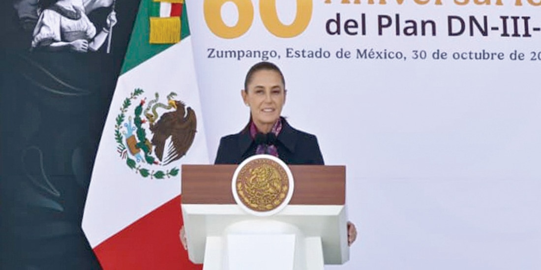 La Presidenta Claudia Sheinbaum, ayer en conferencia en Palacio Nacional.